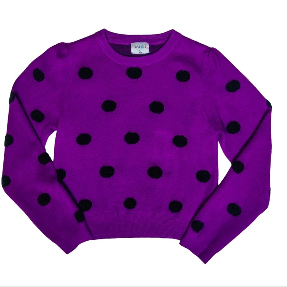 Compania Fantastica Purple Polka dot Crew Neck Sweater Size Large